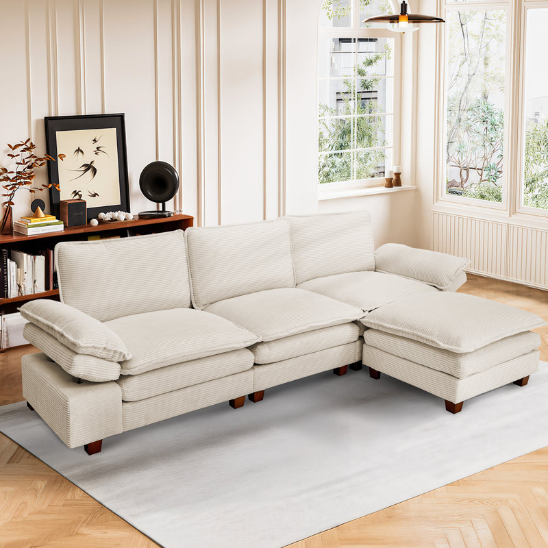 Canapé surdimensionné, confortable et moderne avec repose-pieds, Blanc