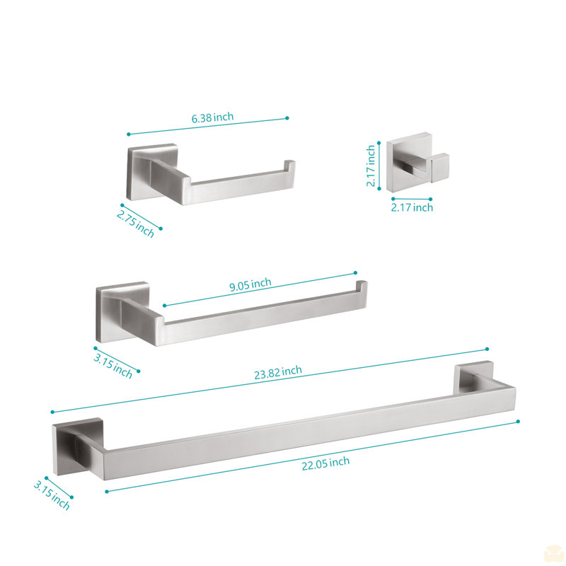 4 - Piece Bathroom Hardware Set, Brushed Nickel