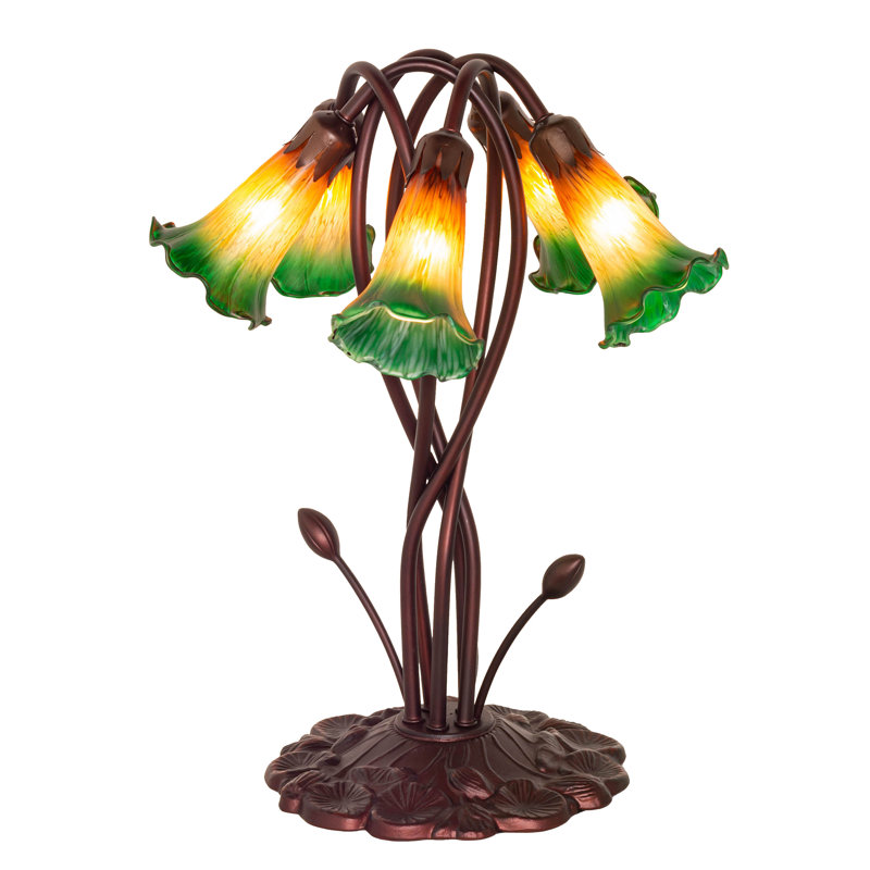 Lampe d'appoint l 17 po Tiffany Pond, À bascule, Vert / ambre