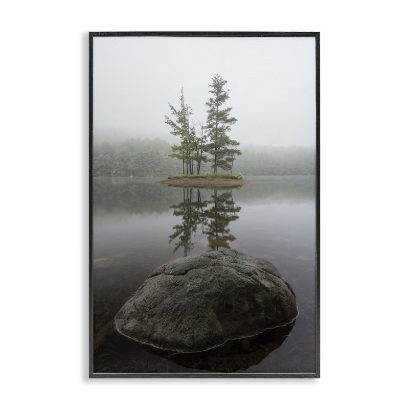 «Duo Trees Lake», giclée encadrée par James Rodewald, H 18 po x l 12 po, Giclée encadrée noir minuit