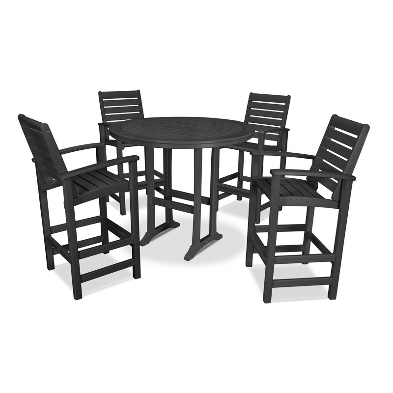 5 Piece Signature Bar Dining Set, Black