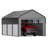 10 Ft. W x 16 Ft. D Heavy-Duty Metal Carport with Galvanized Roof & Fabric Walls, Solar Light, All-Weather Shelter Rated 35psf Snow - Gray-122760500