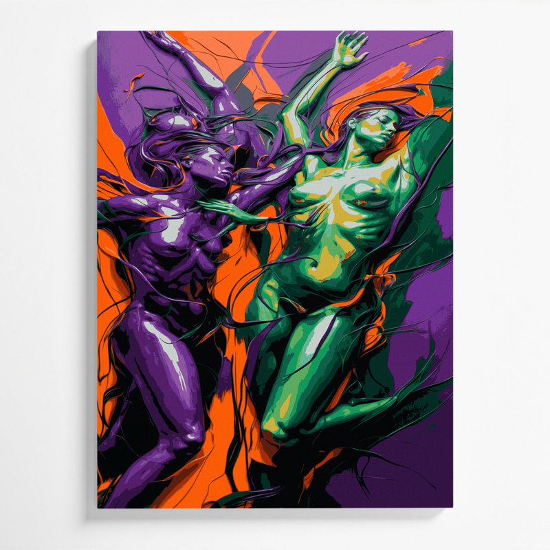 Abstrait art figuratif sur toile mauve 24, H 10 po x l 8 po
