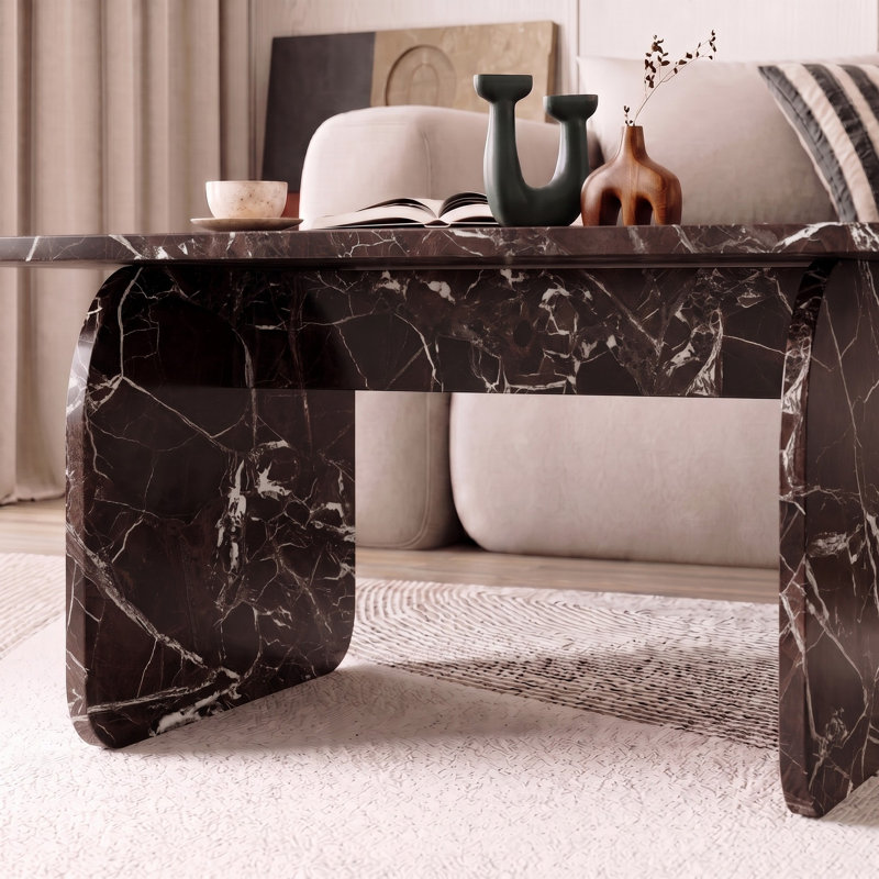 Table basse haut de gamme, Rosso Marmo, 100 x 42 x 60 cm | Matériau : Panneaux de particules mélaminés (épaisseur : 1,8 cm)