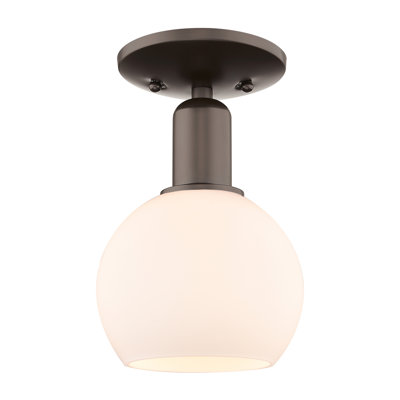 Arcadia - Chippenham - 1 Light 6" Semi-Flush Mount - Oil Rubbed Bronze Finish - Matte White Shade