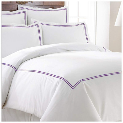 500TC Cotton Double Embroidery Sateen Solid Duvet Cover Set