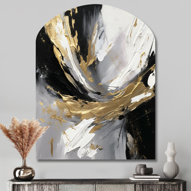 Mystery Awakening V - Art mural asymétrique en forme d'arche abstraite, H 43 po x l 33 po