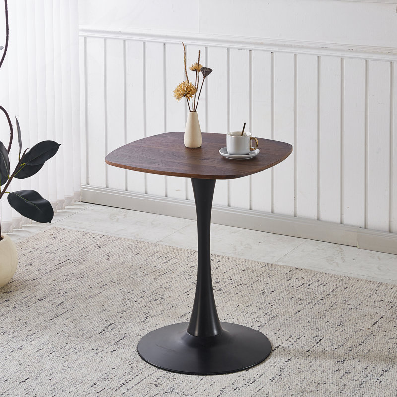 Table à manger 23,62 pouces noyer, 28.93"H x 23.62"L x 23.62"W, Dark Walnut, Black