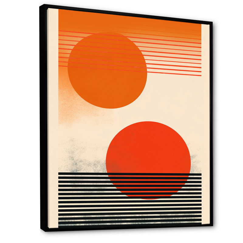 «Minimal Geometric Orange Bold Sunset» sur toile, Cadre flottant noir, H 32 po x l 24 po x P 1 po