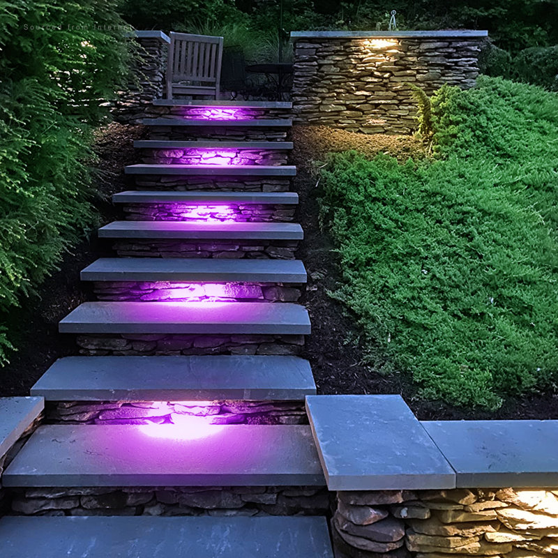Multi-Color LED Hardscape Pathway Light Low Voltage, Small - 4" H x 4" W x 4"D