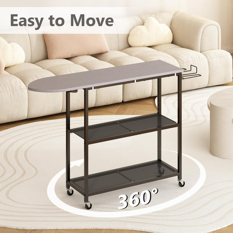 Ironing Board With 2 Tier Storage Basket, Movable Ironing Board Full Size For Iron Rest & Clothes, Tabletop Ironing Boards