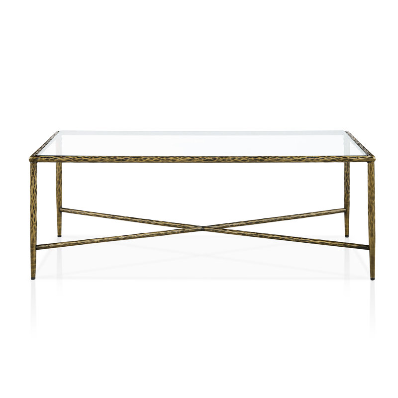 Lalia Modern Hammered Metal X-Brace Coffee Table, Gold