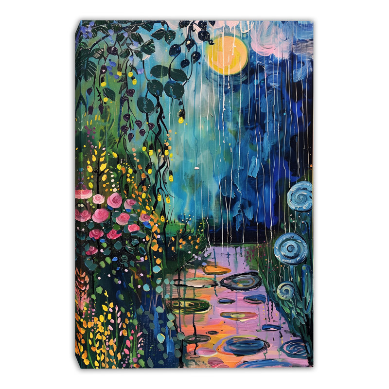 «Whispering Garden Pond», art mural sur toile tendue, H 40 po x l 30 po x P 1,5 po