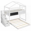 Lit superposé simple avec escalier de rangement et tableau noir, structure en bois de pin robuste (dimensions totales: L 94,4 po x l 77,4 po x H 86,9 po)