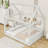 Full Size Upholstered House-Shaped Daybed with Touchable LED Lighting and Slats-1926660187