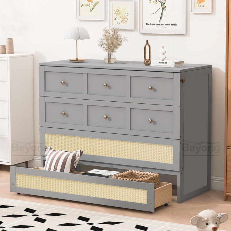 Murphy Bed with Large Drawers,, Gray