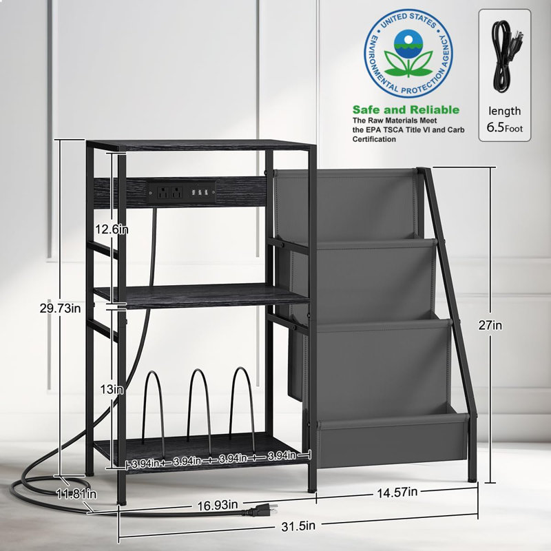 Lequon 29.73'' H Media Shelves, Black