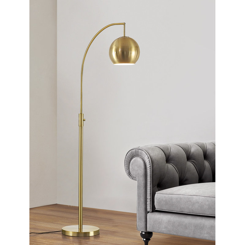 Eddo 68'' Arched Floor Lamp, Brass, Brushed Brass
