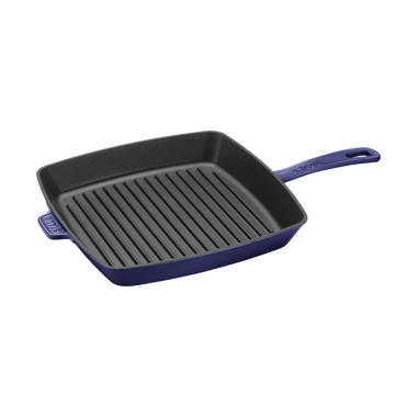 STAUB Cast Iron Pan with Lid 10-inch, 2.9 Quart Serves 2-3, Fry Pan, Cast  Iron Skillet, Wok, Made in France, Dark Blue 