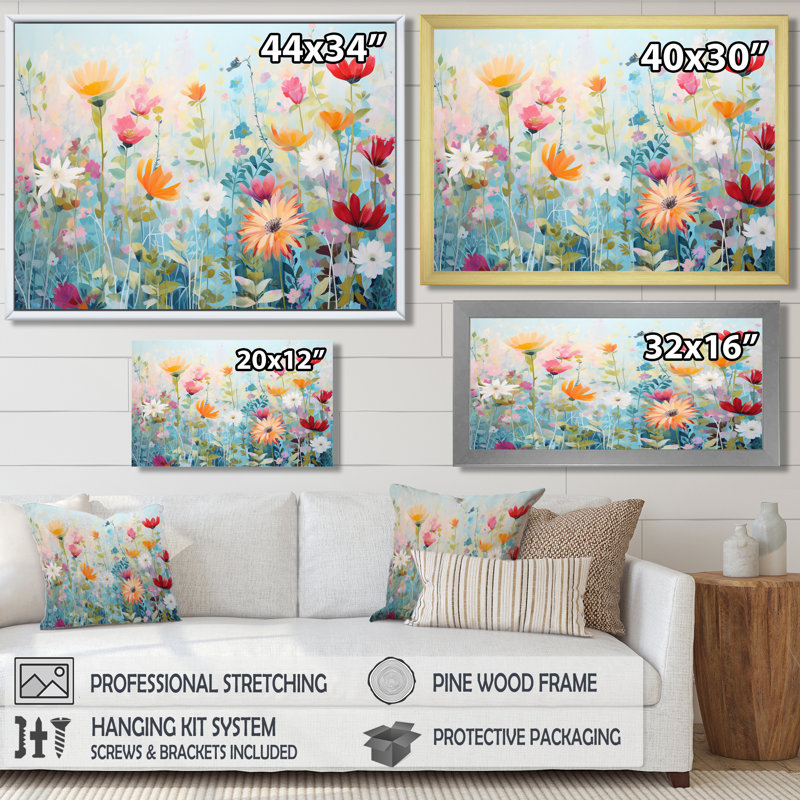Fleurs printanières colorées en fleurs - fleurs sauvages dans le salon, H 12 po x l 20 po x P 1 po