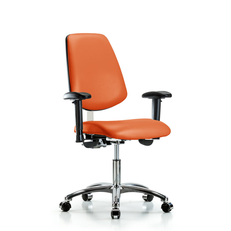 Chaise de travail ergonomique Amelie, Roulettes, Non inclus, Orange