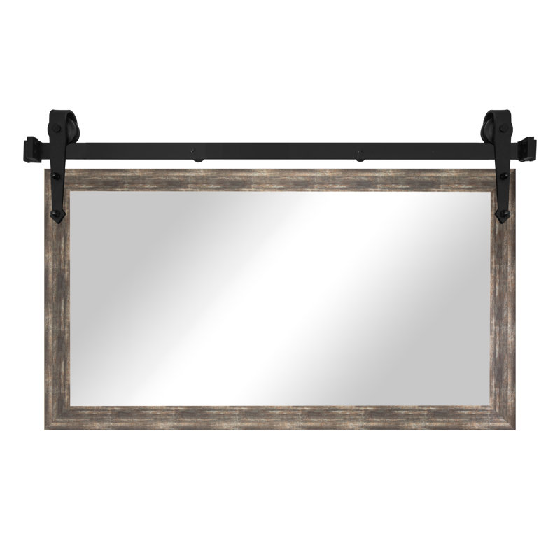 Conner Rea Flat Mirror, 20" x 33", Brown Distressed