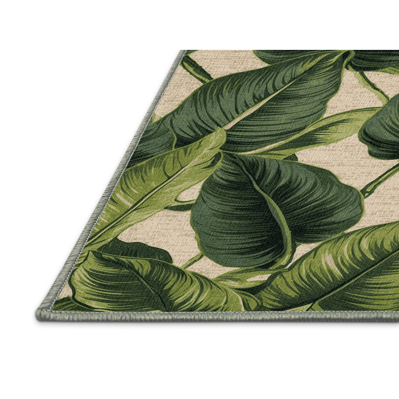  Washable Philodendron Hawaiian Area Rug, Rectangulaire 8 pi x 10 pi
