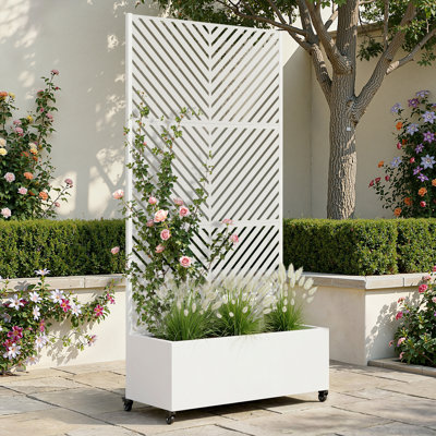 Lit de jardin surélevé en métal avec treillis, jardinière pour légumes et fleurs, boîte à fleurs en treillis pour plantes grimpantes et vignes, lit de jardin surélevé galvanisé