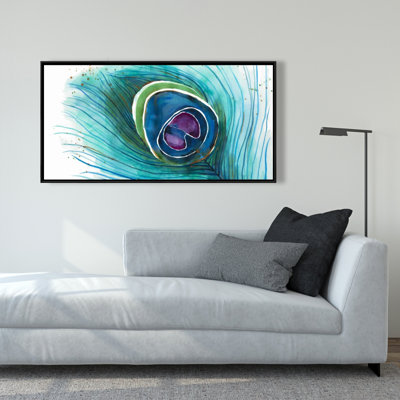 Peacock Feather Closeup Print On Canvas