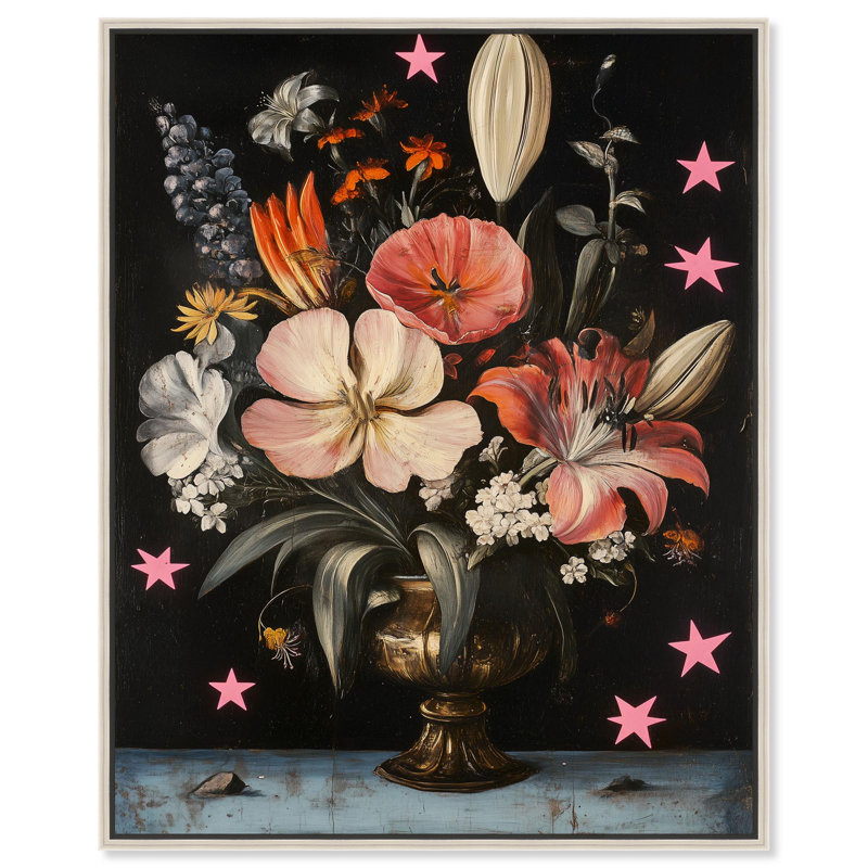 Toile de Tany's Floral Universe I par Art Remedy, H 31 po x l 25 po, Blanc, Cadre flottant