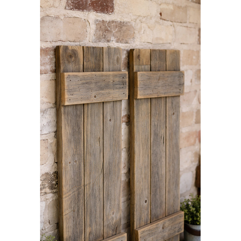Ensemble de 2 volets décoratifs en bois récupéré | Décoration murale d'intérieur de ferme | Volets suspendus en bois naturel vieilli | 30 x 10 chacun