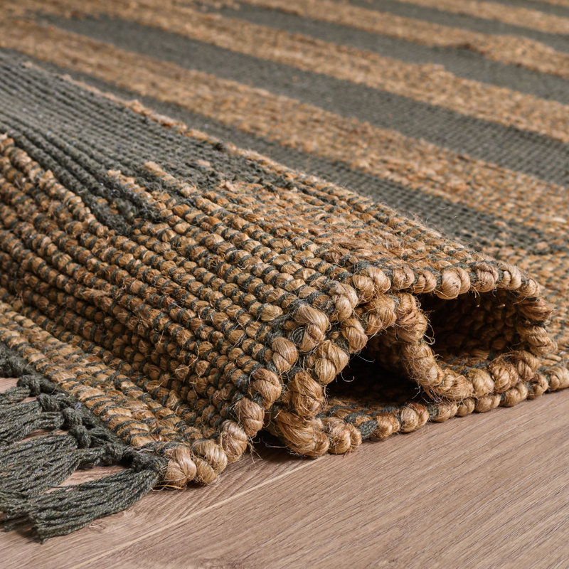 Natural Fiber 124 Hand Woven 70% Jute; 30% Cotton Abstract Rug, Rectangle 8' x 10'
