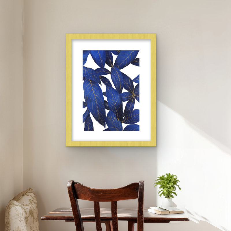 Abstrait moderne feuilles bleues - décor de chambre à coucher botanique