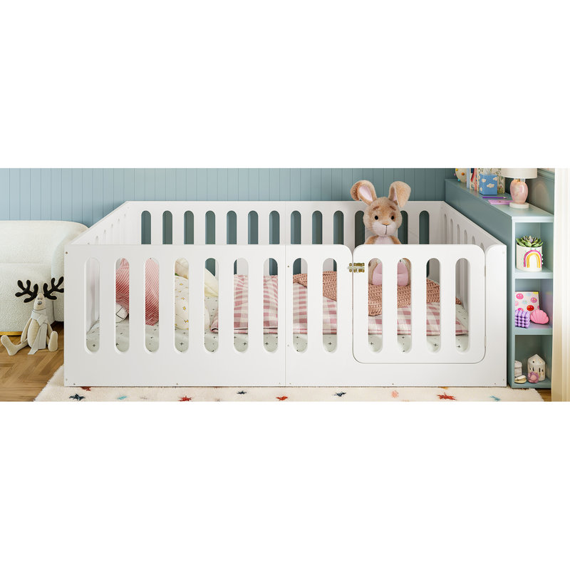 Lit simple en bois massif, lit sur pied, profil bas, sans sommier, structure à haute sécurité, bois blanc et durable, conception à profil bas, clôture, stabilité
