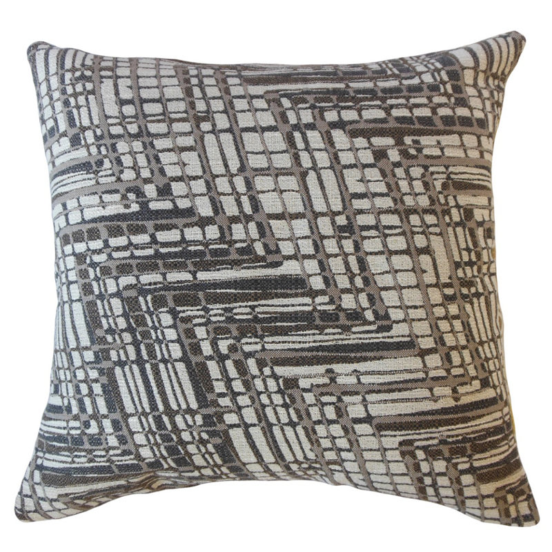 Oreiller géométrique Eadoin, 20 po x 20 po, Coussin décoratif, Brun
