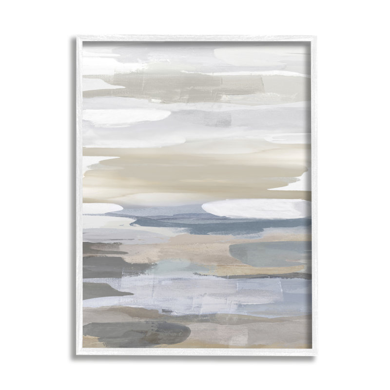 «Earthy Abstract Painterly Modern Neutral Tones» par Jackie Hanson, L 11 po x H 14 po, Giclée encadrée blanc bord de mer