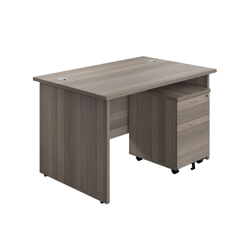 Buariki Computer Desk, Grey/Oak