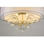 Lustre 6 branches en argent vieilli avec abat-jour en tissu et cristaux