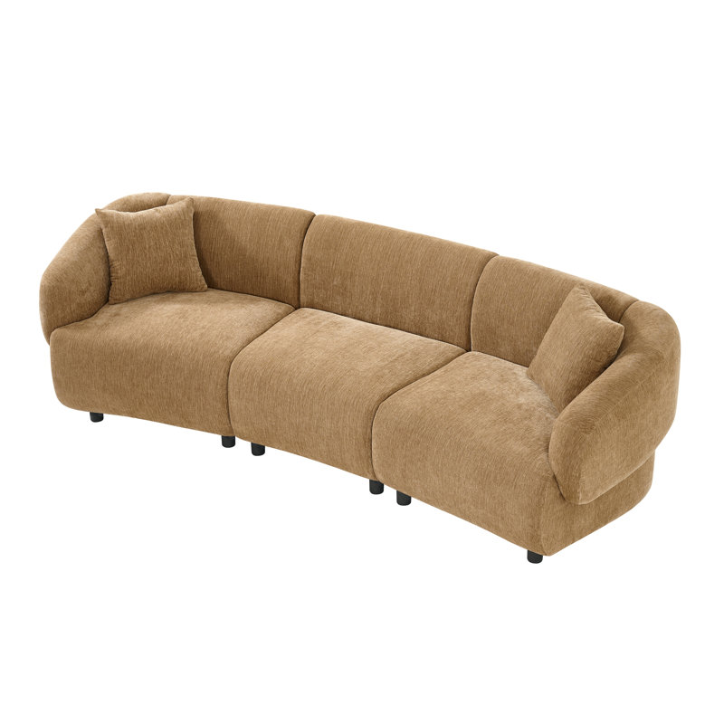 Canapé incurvé contemporain de 98,5 po à 3 places en moka: sièges moelleux, conception épurée et structure durable - idéal pour les espaces de vie élégants