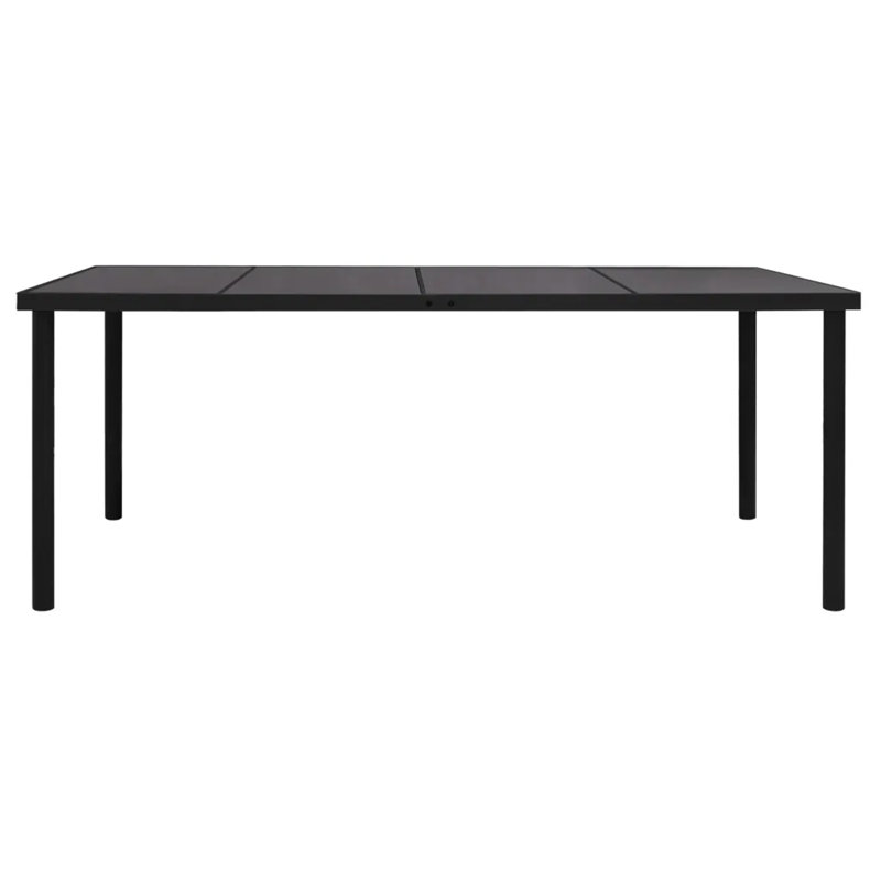 Etheldreda Rectangular Metal Outdoor Dining Table , 90cm cm W cm D, Black, 74cm H x 150cm L x 90cm W