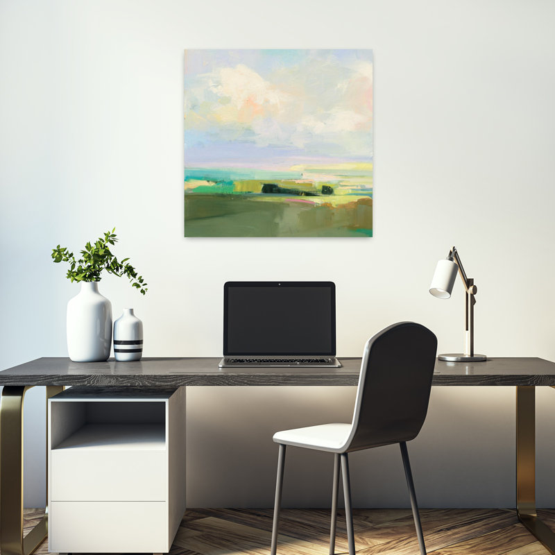 Ciel d'été contemporain iv avec art abstrait bleu, H 18 po x l 18 po