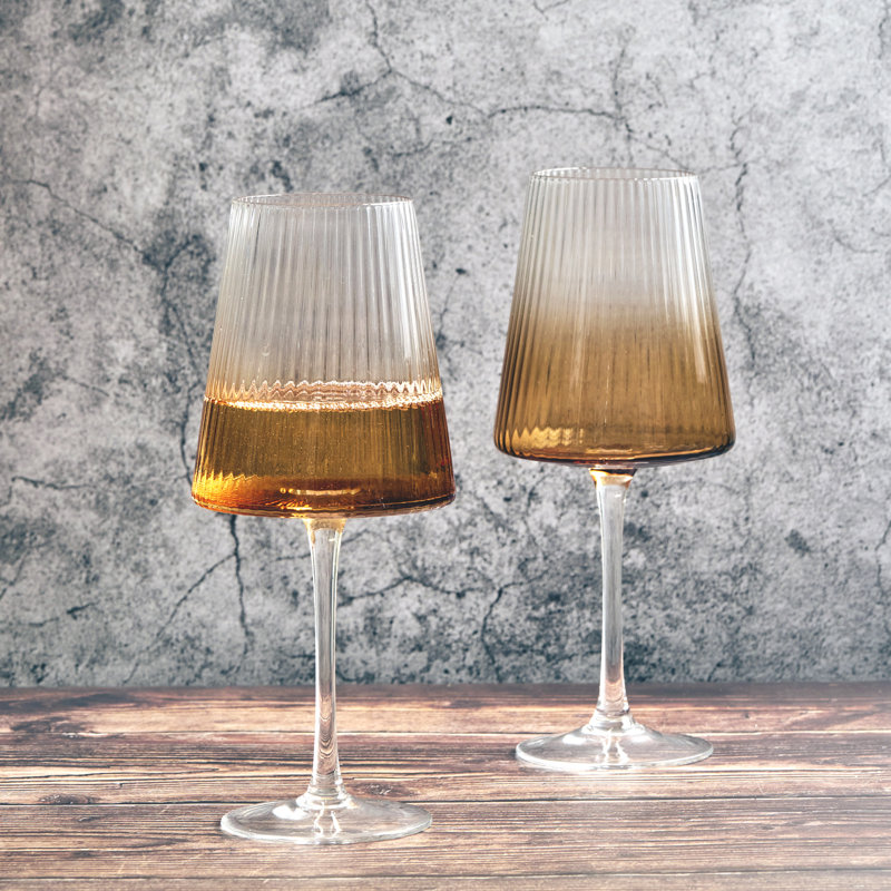 Empire 450ml Handmade Wine Glass Set, Amber