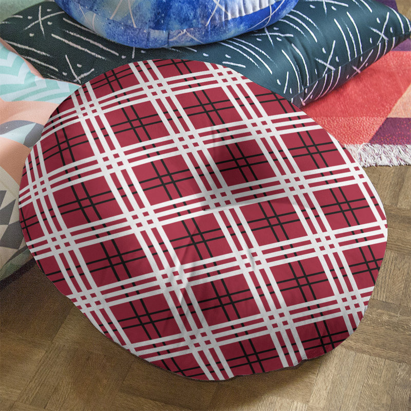 Housse de coussin ronde Atlanta football Luxury, 26 po x 26 po, Rouge / Noir / Blanc