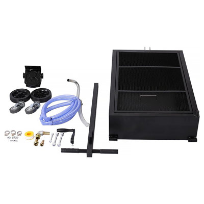 20-Gallon Low-Profile Oil Drain Pan with Manual Pump, Heavy-Duty Mobile Used Oil Drain Tank with Folding Handle, Locking Wheels & Filter Screen for Truck, SUV Oil Changes