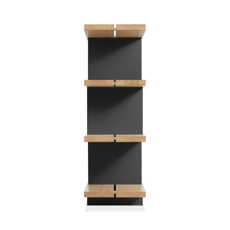 Happy Day Bookcase, White Oak/Oblivion	, (4 Shelves) 41" H x 81" W x 14" D