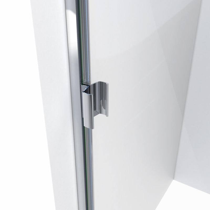 RD 33" W x 69" H Hinged Semi-Frameless Shower Door, Clear, Polished Chrome