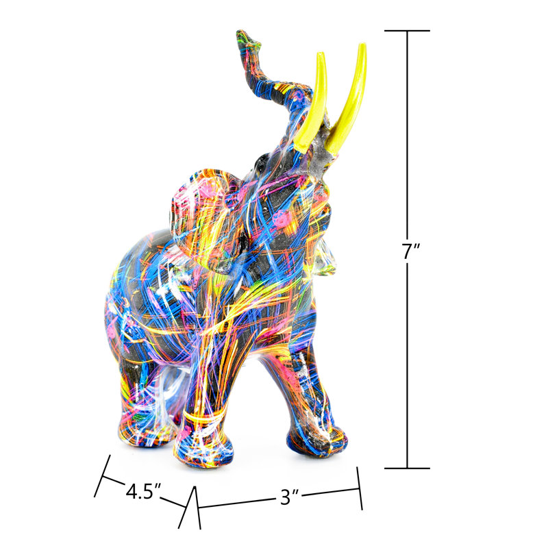 Adam & Friends Home Decor Abstract Elephant Sculpture | 1-Piece | Multi With Gold Tusks