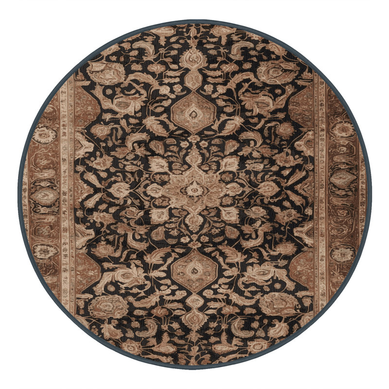 Tapis brun lavable à la machine, Rond 7 pi