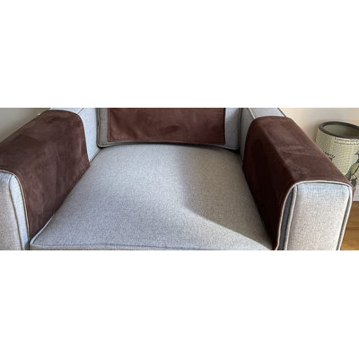 Set Of Armrest Covers Chocolate Brown Microfiber