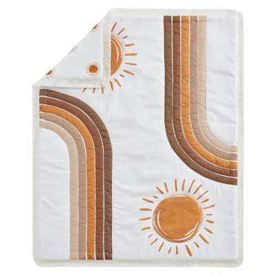 Boho Sun White and Orange 3 - Piece Crib Bedding Set